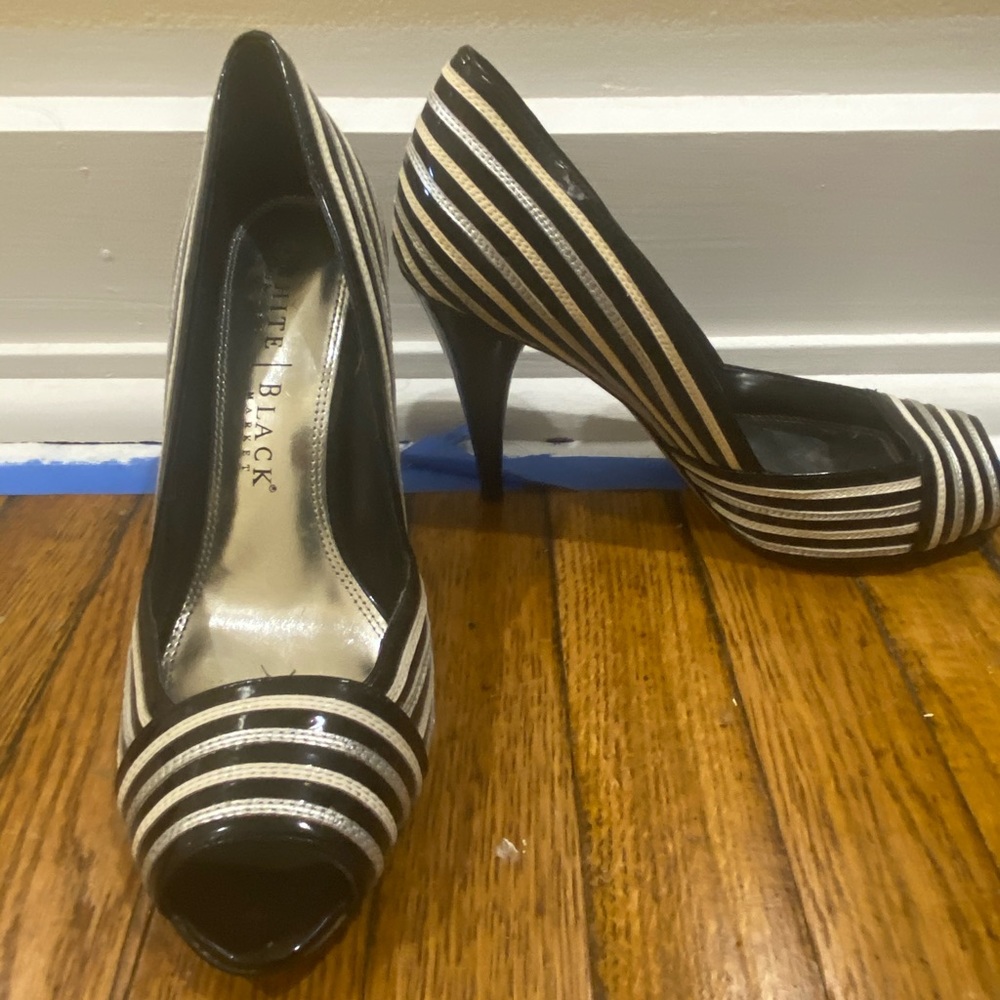Black/white/silver stilletos
